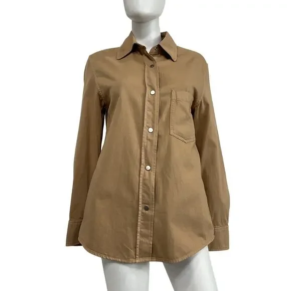 Vince Cotton Twill Beige Overshirt Jacket Size S - Picture 2 of 5